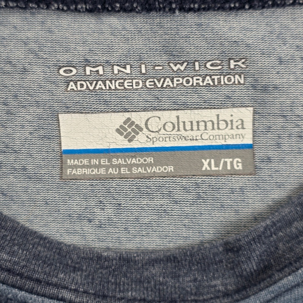 Columbia Omni-Wick Mens XL Long Sleeve Blue Heathered Raglan Shirt RN89724 - Picture 4 of 8